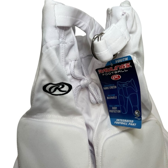 Rawlings’s White Youth Football Pant Elastic Waist Boys Youth Padded - Picture 2 of 7
